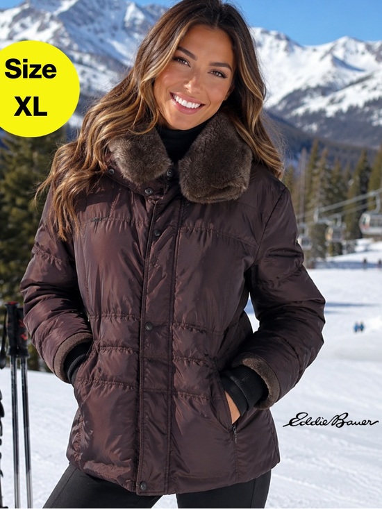 Eddie Bauer Jackets & Blazers - Eddie Bauer Chocolate Brown Fur-Collar Ski Jacket